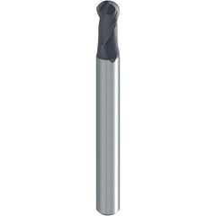 Ball End Mill: 12.00 mm Dia, 22.00 mm LOC, 2 Flute, Solid Carbide