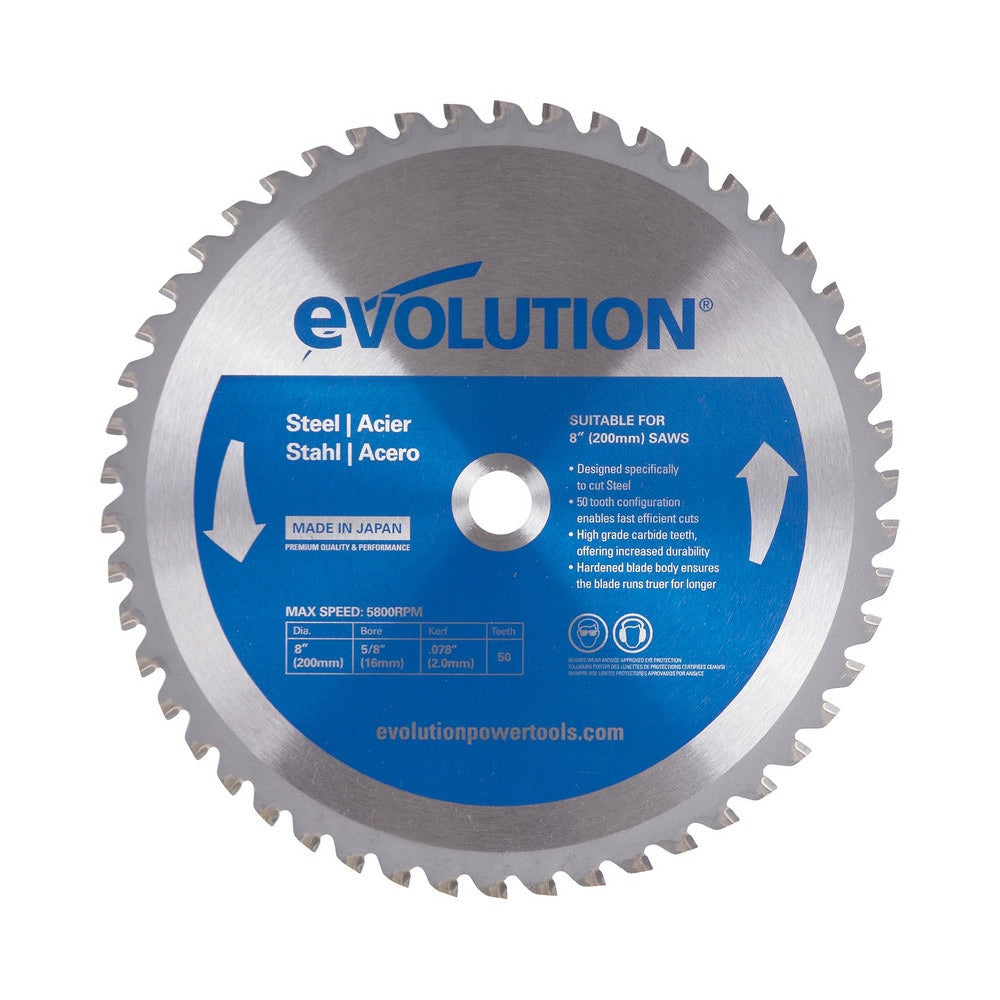 Wet & Dry-Cut Saw Blade: 8" Dia, 1" Arbor Hole, 50 Teeth