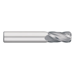 Corner Radius End Mill: 1/8" Dia, 1/2" LOC, 0.0300" Radius, 4 Flute, Solid Carbide