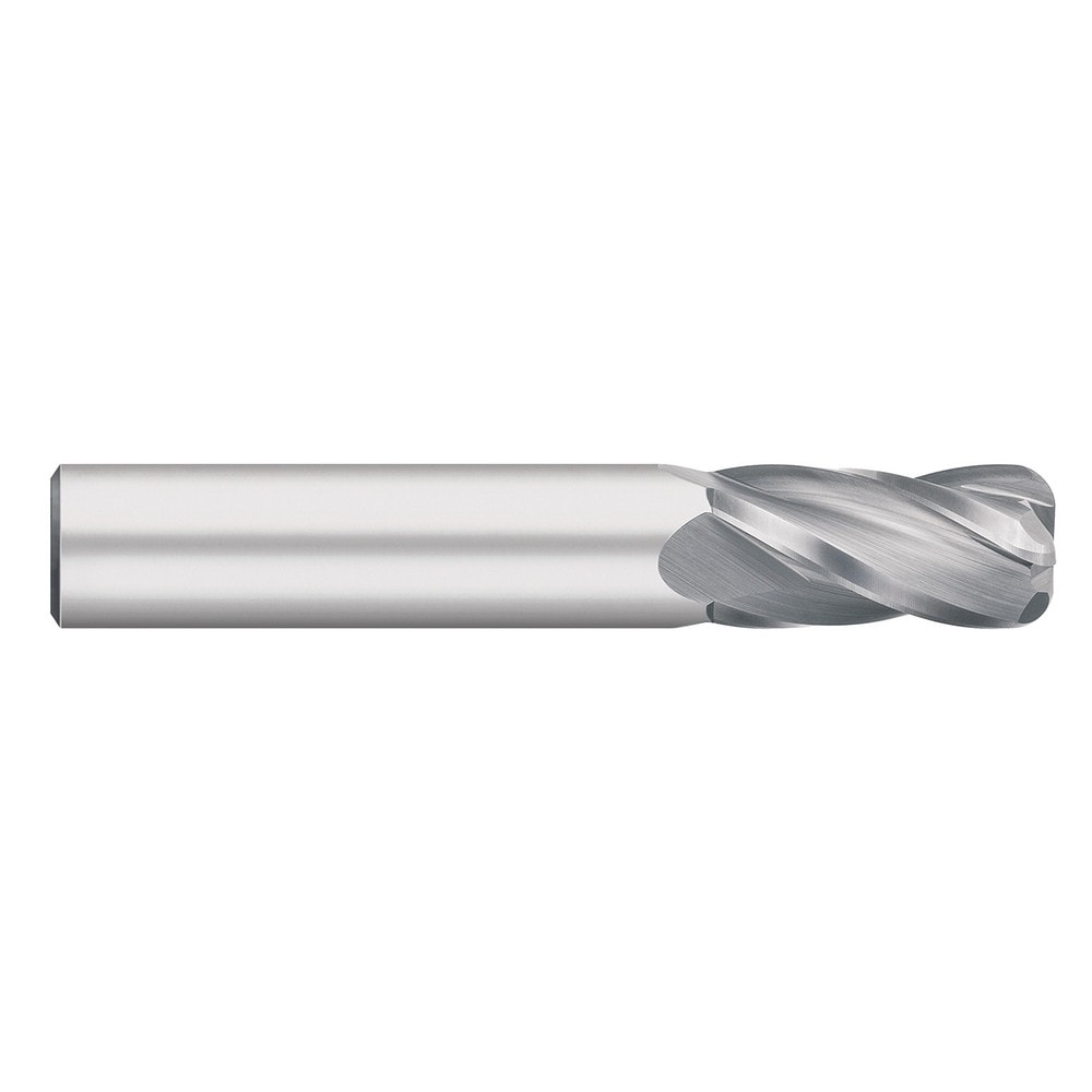 Corner Radius End Mill: 3/8" Dia, 1" LOC, 0.0150" Radius, 4 Flute, Solid Carbide