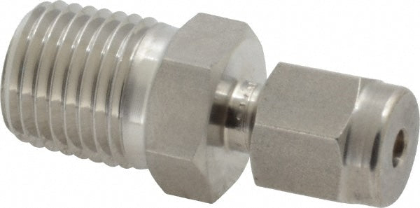 Compression Tube Connector: 1/8" Tube OD, Compression x MNPT