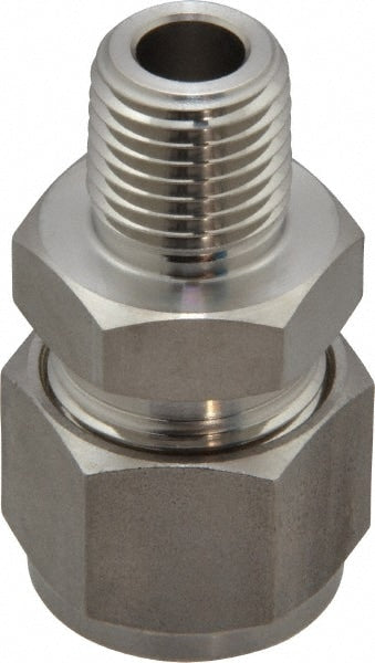 Compression Tube Connector: 1/2" Tube OD, Compression x MNPT