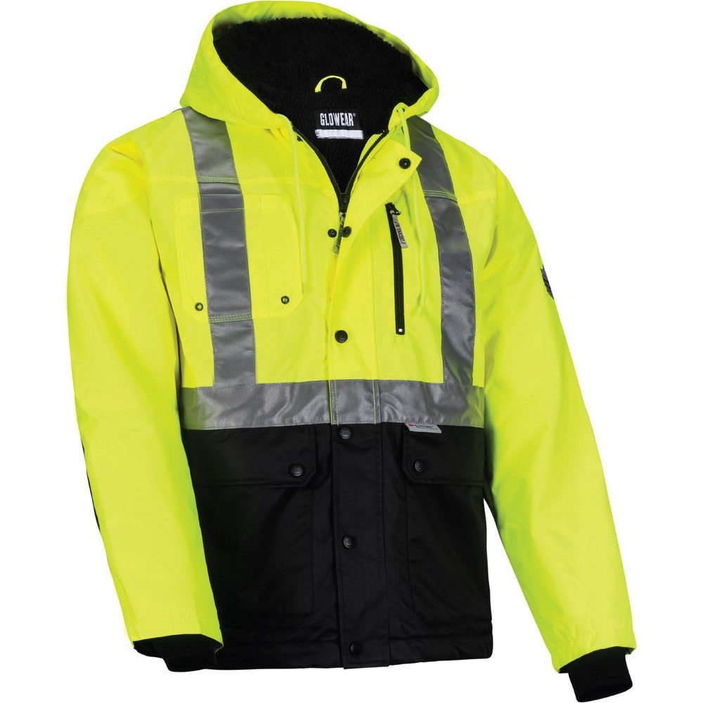 Work Hooded & Jacket: Size 3X-Large, Polyester & Fleece, Zipper & Snaps Closure