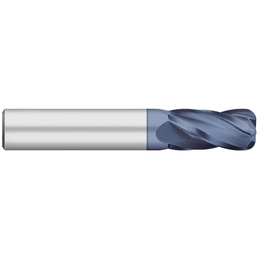 Corner Radius End Mill: 3/8" Dia, 5/8" LOC, 0.1250" Radius, 4 Flute, Solid Carbide