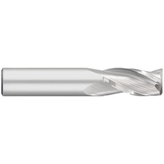 Corner Radius End Mill: 1/4" Dia, 3/4" LOC, 0.0150" Radius, 3 Flute, Solid Carbide