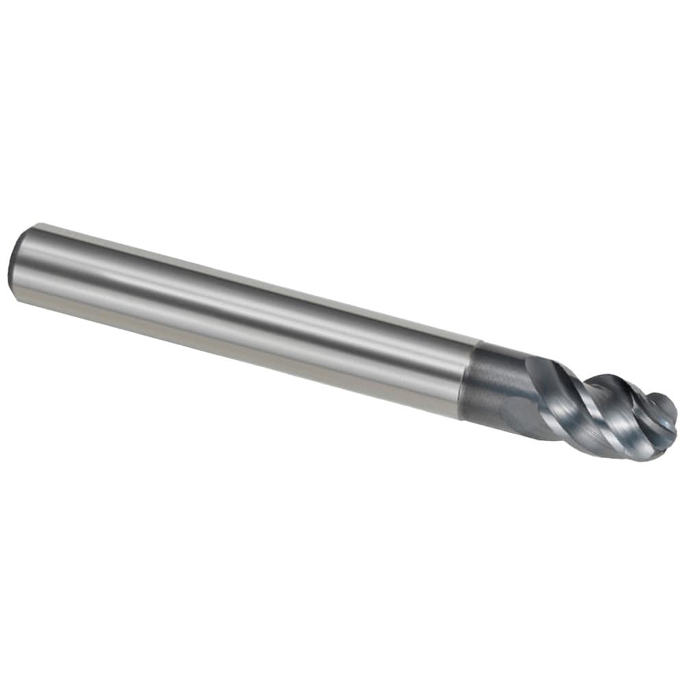 Ball End Mill: 5.00 mm Dia, 7.50 mm LOC, 4 Flute, Solid Carbide