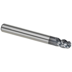 Ball End Mill: 3/8" Dia, 14.30 mm LOC, 4 Flute, Solid Carbide