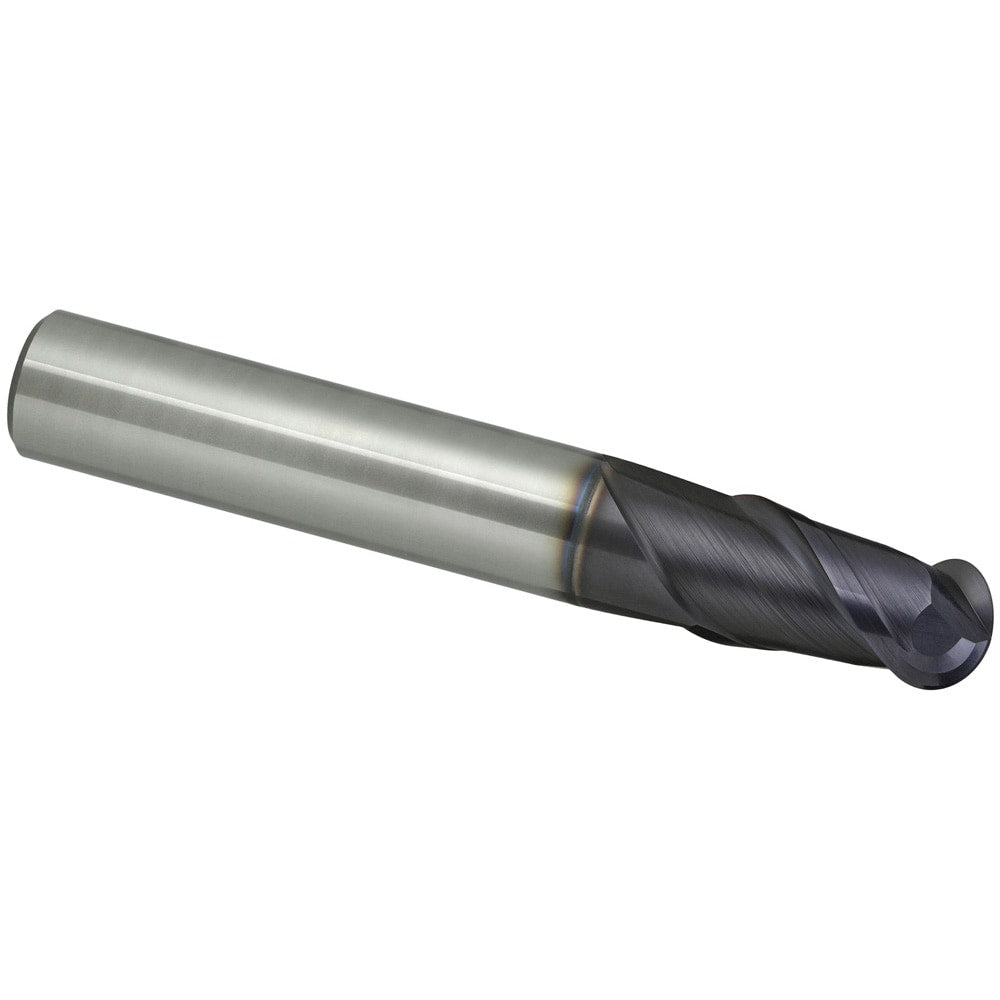 Ball End Mill: 1.00 mm Dia, 1.00 mm LOC, 2 Flute, Solid Carbide