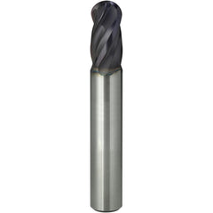 Ball End Mill: 2.00 mm Dia, 2.00 mm LOC, 4 Flute, Solid Carbide