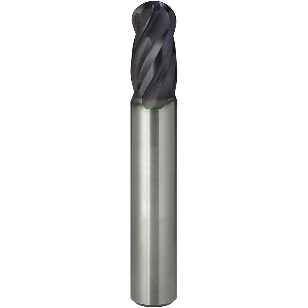 Ball End Mill: 4.00 mm Dia, 8.00 mm LOC, 4 Flute, Solid Carbide