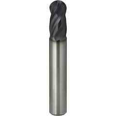 Ball End Mill: 6.00 mm Dia, 12.00 mm LOC, 4 Flute, Solid Carbide