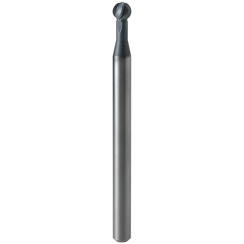 Ball End Mill: 1.80 mm Dia, 1.58 mm LOC, 4 Flute, Solid Carbide