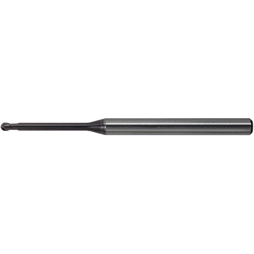 Ball End Mill: 0.60 mm Dia, 0.48 mm LOC, 2 Flute, Solid Carbide