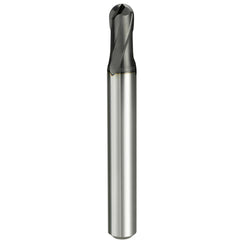 Ball End Mill: 1.00 mm Dia, 1.00 mm LOC, 2 Flute, Solid Carbide