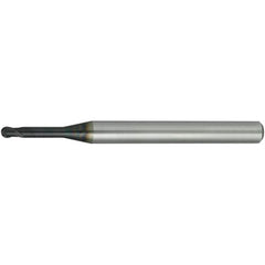 Ball End Mill: 0.80 mm Dia, 0.60 mm LOC, 2 Flute, Solid Carbide