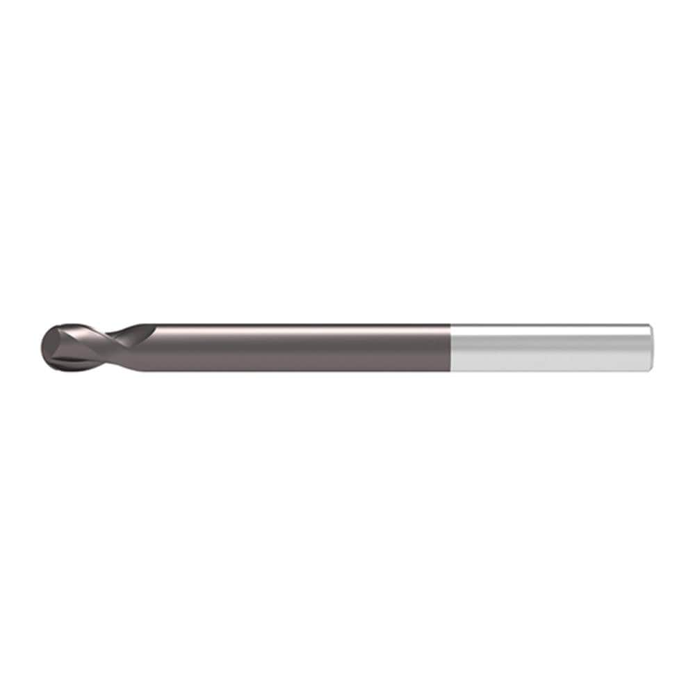 Ball End Mill: 12.00 mm Dia, 16.00 mm LOC, 2 Flute, Solid Carbide