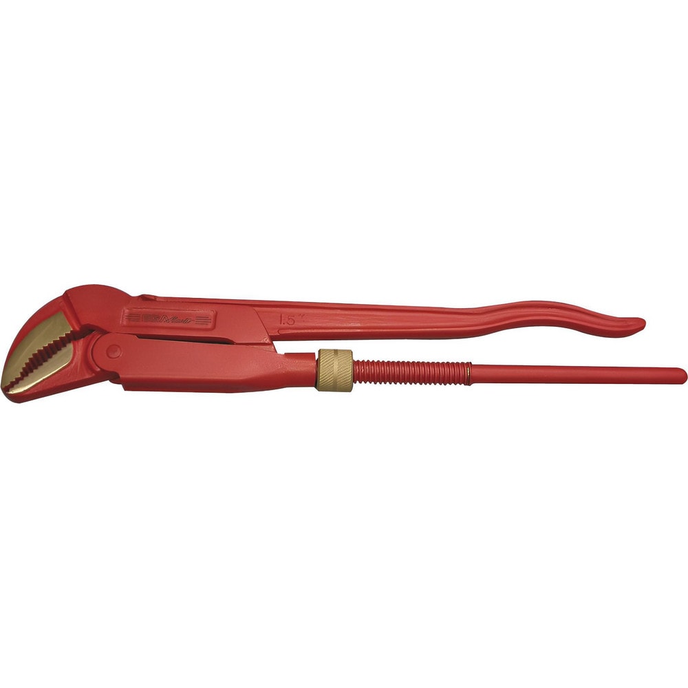 Pipe Wrenches; Wrench Type: NonSparking, Corner Pipe Wrench 45 Deg, Swedish; Maximum Pipe Capacity (Inch): 2; Overall Length (mm): 550.0000; Material: Beryllium Copper; Jaw Texture: Serrated