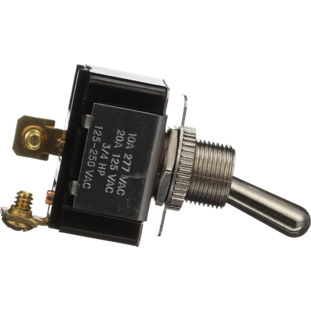 Automotive Switches; Switch Type: Toggle Switch; Number Of Connections: 2; Contact Form: SPST; Sequence: On-Off; Amperage: 20; Voltage: 12; Color: Chrome; Actuator Type: Toggle