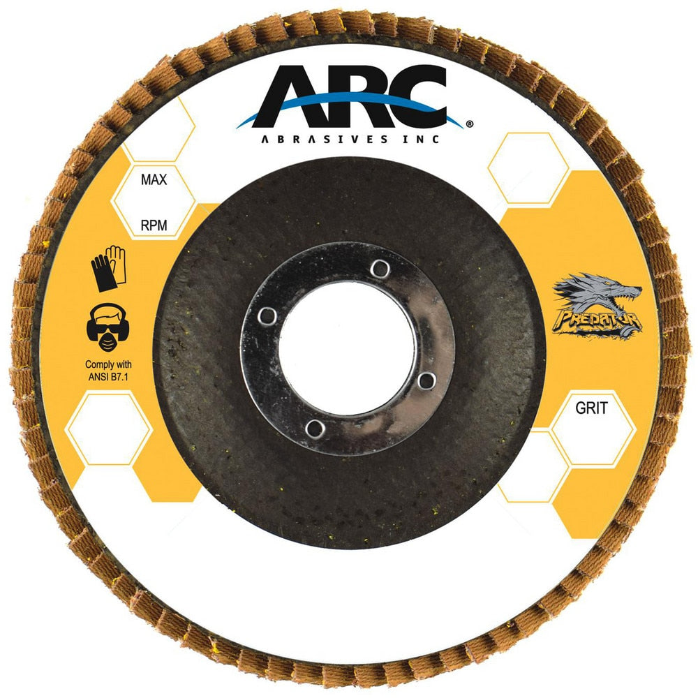 Flap Disc:  4-1/2" Dia, 7/8" Hole, 120 Grit, Ceramic Alumina, Type 29