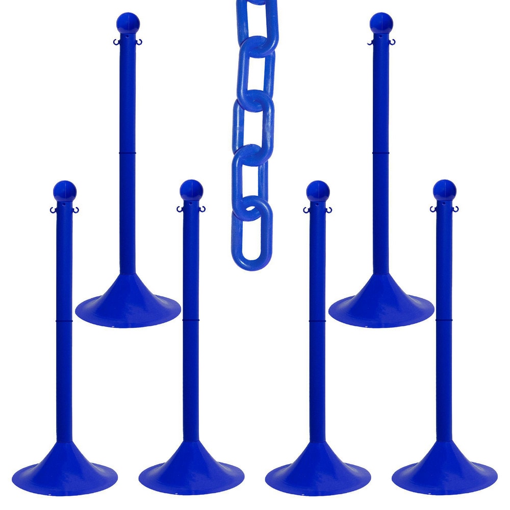 Pedestrian Barrier Kits; Chain Material: Polyethylene; Post Material: HDPE; Surface Pattern: Solid Color; Chain Color: Blue; Post Color: Blue; Chain Trade Size: 8; Inside Link Length: 1.32 in; Inside Link Width: 0.47