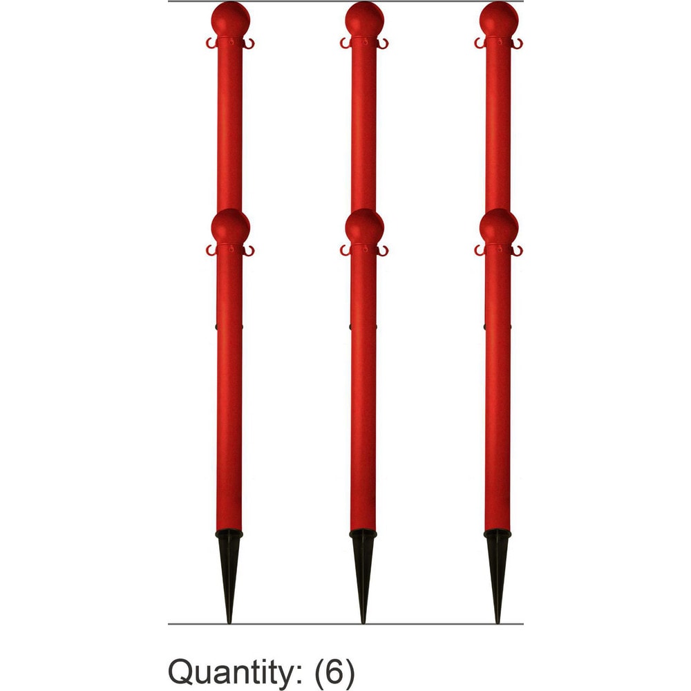 Pedestrian Barrier Kits; Chain Material: Polyethylene; Post Material: HDPE; Surface Pattern: Solid Color; Chain Color: Red; Post Color: Red; Inside Link Length: 1.42 in; Inside Link Width: 0.59