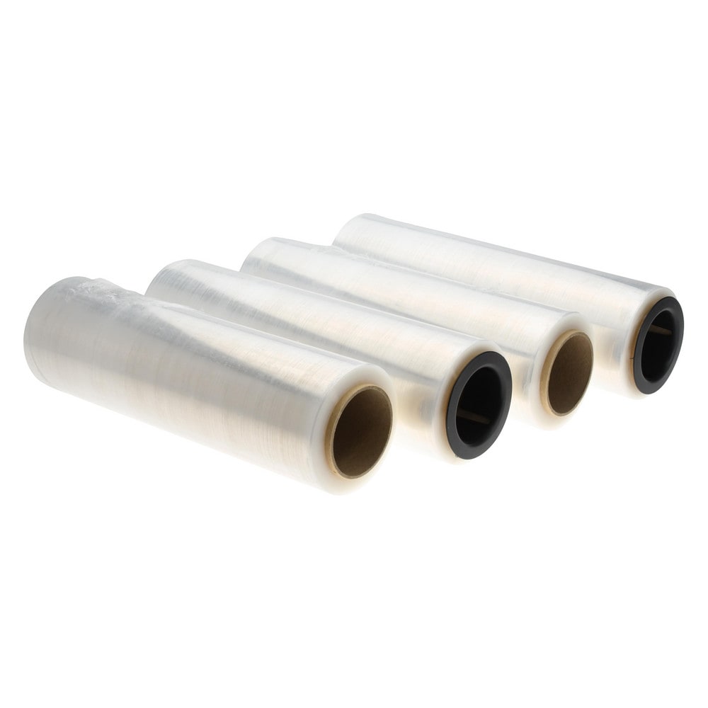 Pack of (4) 1500' Rolls, 15" x 1,500', 44 Gauge Clear Hand Held Stretch & Pallet Wrap for Use with Dispenser