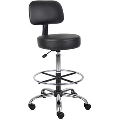 Adjustable Drafting Stool with Back and Removable Foot Rest: 28 to 34" Seat Height, 16 x 16" Seat