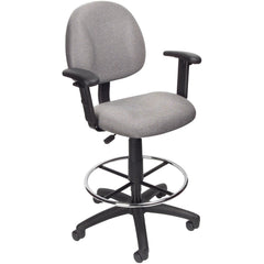 Adjustable Drafting Chair with Adjustable Arms and Removable Foot Rest: 25-1/2 to 30-1/2" Seat Height, 17 x 18-1/2" Seat