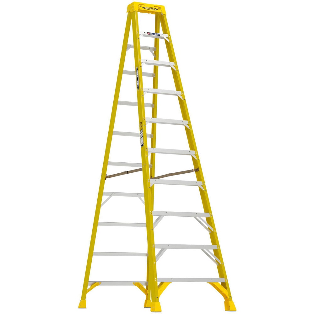 9 Step Fiberglass Foldable Step Ladder: Type IAA 375 lb Capacity 10' Height