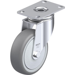 Top Plate Casters; Mount Type: Plate; Number of Wheels: 1.000; Wheel Diameter (Inch): 4; Wheel Material: Rubber; Wheel Width (Inch): 1-1/4; Wheel Color: Gray