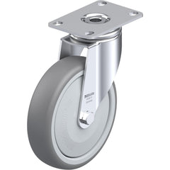 Top Plate Casters; Mount Type: Plate; Number of Wheels: 1.000; Wheel Diameter (Inch): 5; Wheel Material: Rubber; Wheel Width (Inch): 1-1/4; Wheel Color: Gray