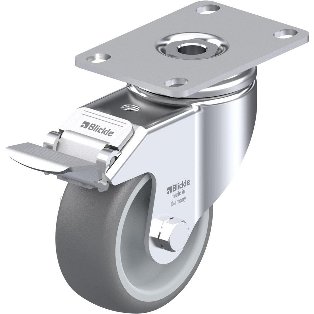 Top Plate Casters; Mount Type: Plate; Number of Wheels: 1.000; Wheel Diameter (Inch): 3-1/8; Wheel Material: Rubber; Wheel Width (Inch): 1-1/4; Wheel Color: Gray