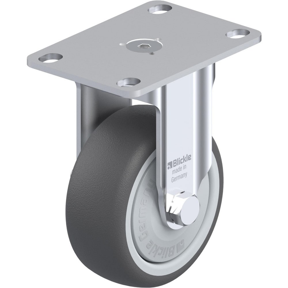 Top Plate Casters; Mount Type: Plate; Number of Wheels: 1.000; Wheel Diameter (Inch): 4; Wheel Material: Rubber; Wheel Width (Inch): 1-1/4; Wheel Color: Gray