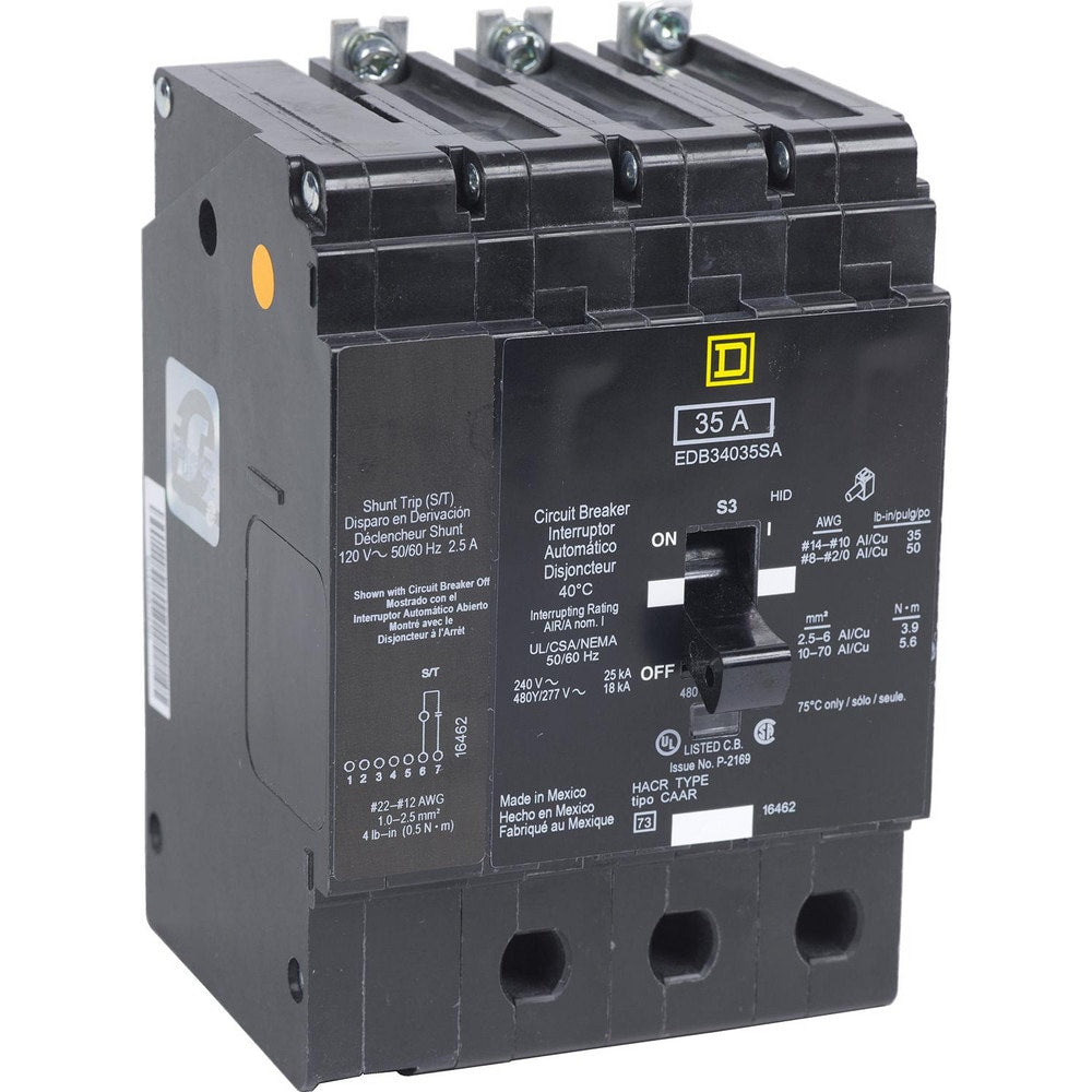 Circuit Breakers; Circuit Breaker Type: Miniature Circuit Breaker; Amperage: 50; Voltage: 480V, 277V; Wire Size (AWG): 12-2/0 (Aluminum)/14-2/0 (Copper); Number Of Poles: 3; Tripping Mechanism: Thermal-Magnetic; Terminal Connection Type: Lug; Phase: Singl