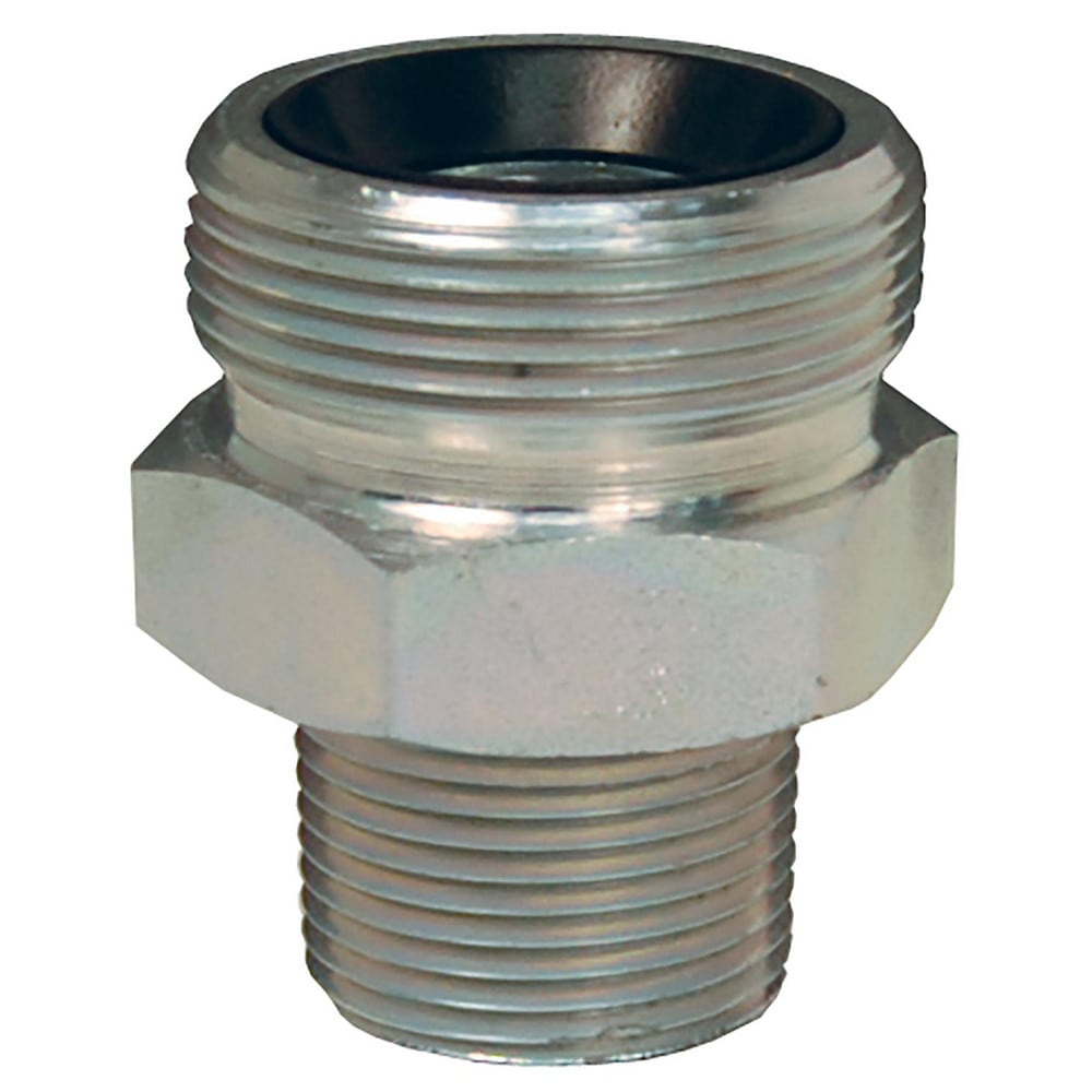 Ground Joint Hose Couplings; Thread Type: MNPT x MNPSM; Thread Size: 1, 1/2; Type: Spud; Material: Plated Steel; Size: 1/2 in; Style: Male Spud