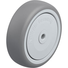 Rigid & Swivel Caster Wheel: Rubber, 4" Dia, 1-1/4" Wide