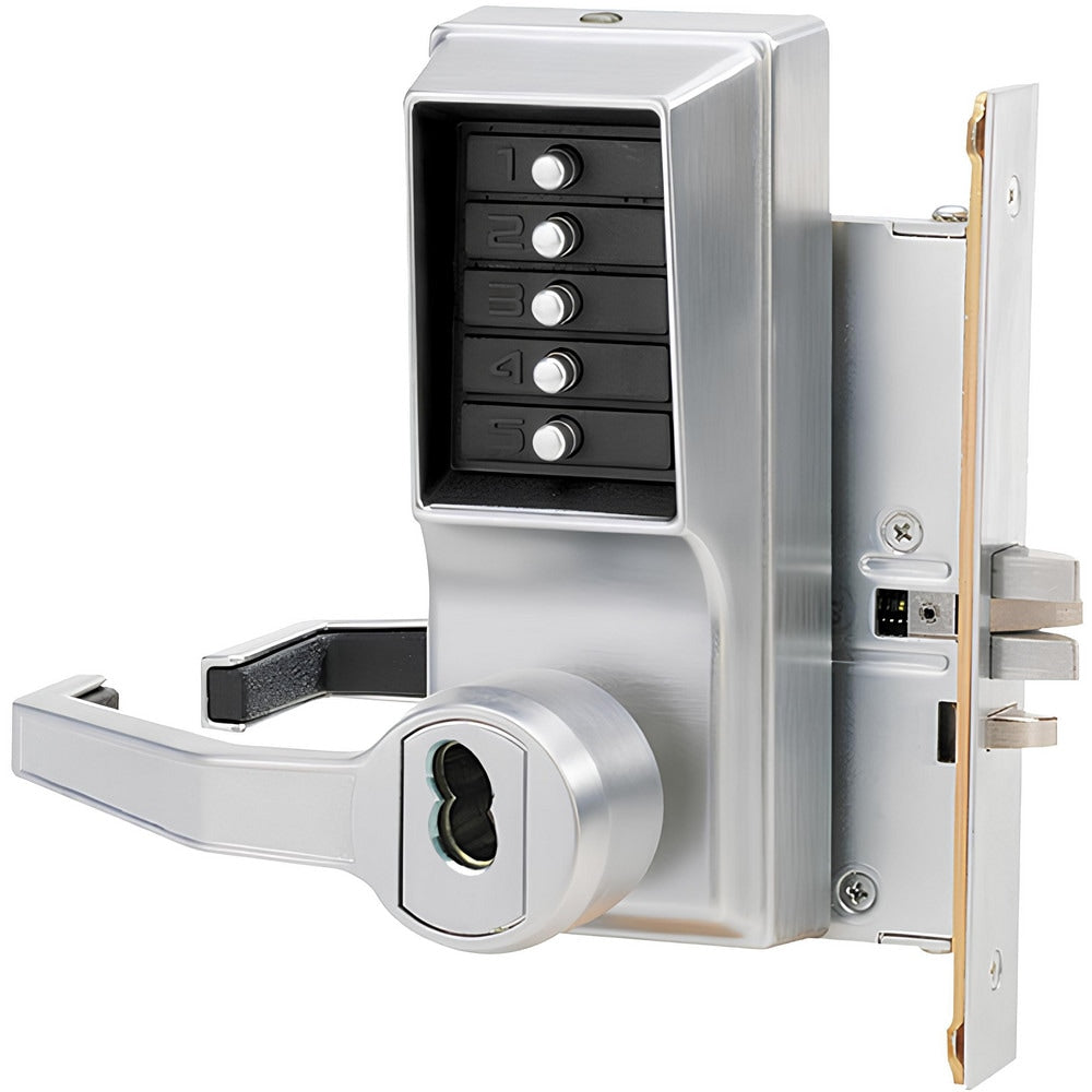 Lever Locksets; Lockset Type: Passage; Key Type: Keyed Different; Back Set: 2-3/4; Cylinder Type: Less Core; Material: Metal; Door Thickness: 1-3/4; Finish: Satin Chrome