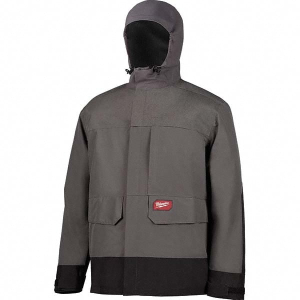 Rain Jacket: Size 2XL, Gray, Polyester & Polyurethane