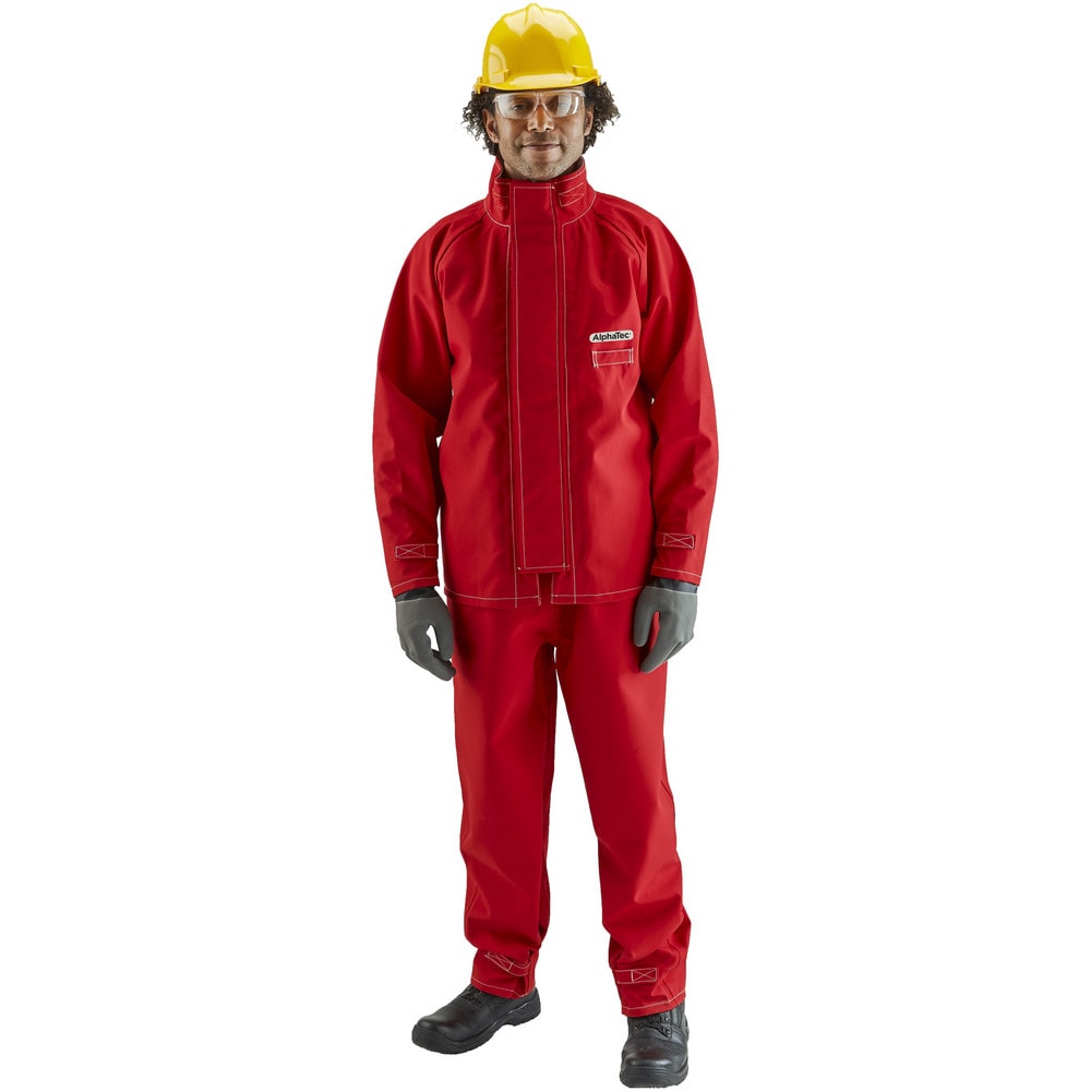 Rain & Chemical Resistant  Jacket:  7X-Large,  Red,  62-65" Chest,  Polyester