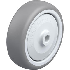 Rigid & Swivel Caster Wheel: Rubber, 4" Dia, 1-1/4" Wide