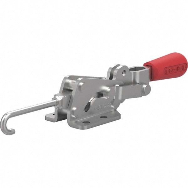 Pull-Action Latch Clamp: Horizontal, 1,500 lb, J-Hook, Flanged Base