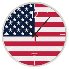 Brush Bridles; 12.75DIA AMERICAN FLAG QUARTZ WALL CLOCK