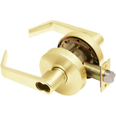 Lever Locksets; Lockset Type: Storeroom; Key Type: Keyed Different; Back Set: 2-3/4; Cylinder Type: Less Core; Material: Metal; Door Thickness: 1-3/8 to 1/3-4; Finish: Bright Brass