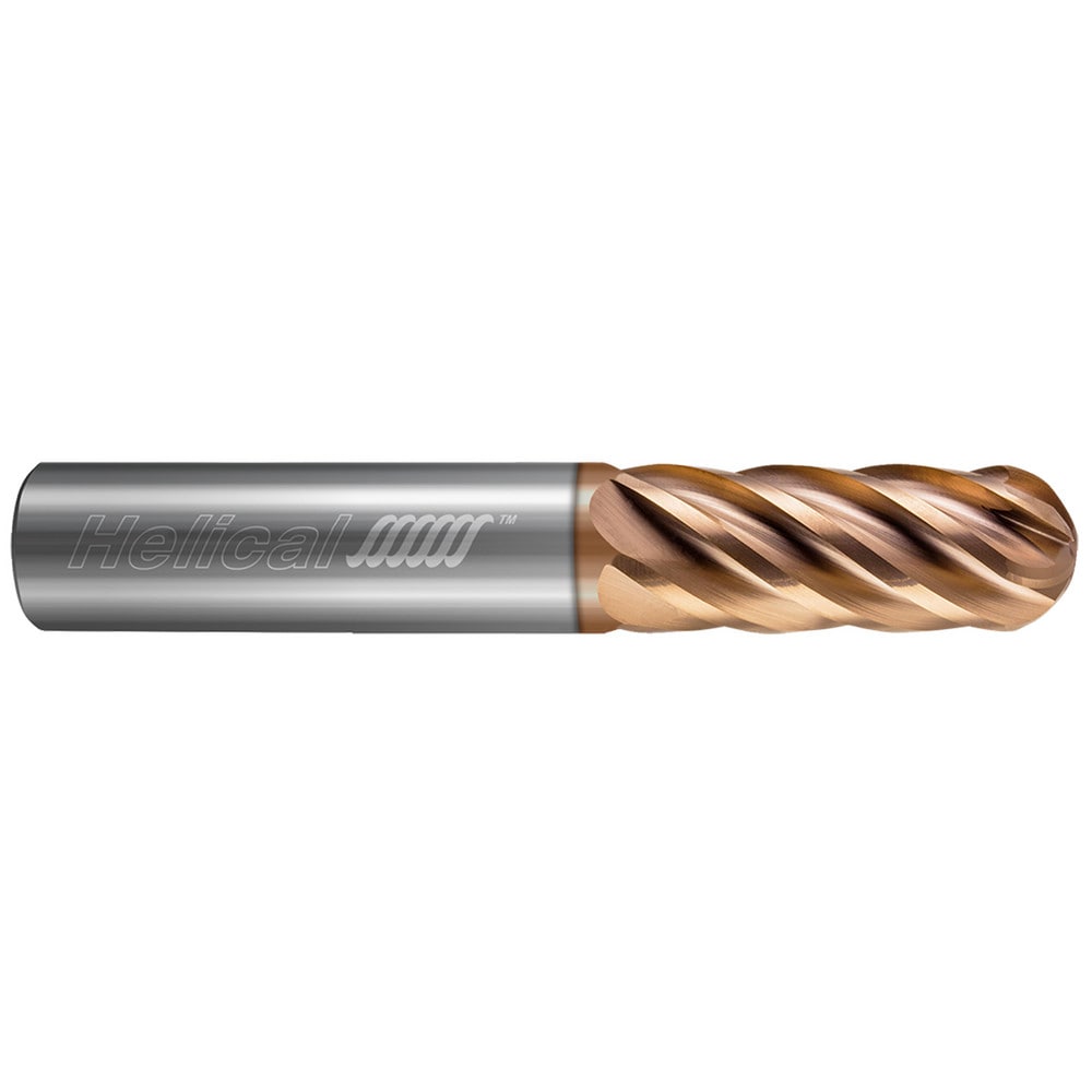 Ball End Mill: 3/8" Dia, 3/4" LOC, 6 Flute, Solid Carbide