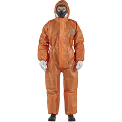 Disposable Coveralls: Size 5X-Large, 0.2569 oz, Multi-Layer Non-Woven Barrier Laminate Fabric, Double Zipper & Elastic Closure