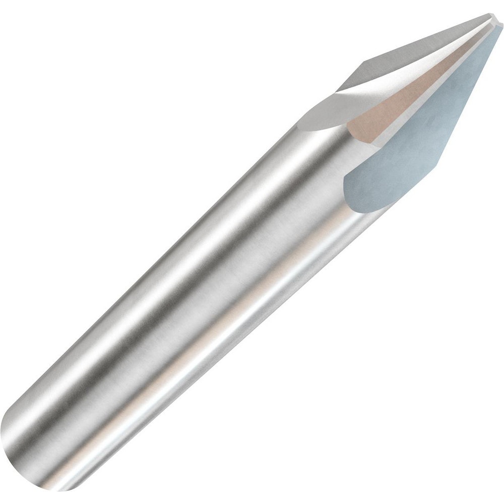 Chamfer Mill: 3/8" Dia, 3/8" Shank Dia, 22.5 deg, 3 Flute, Solid Carbide, Single End