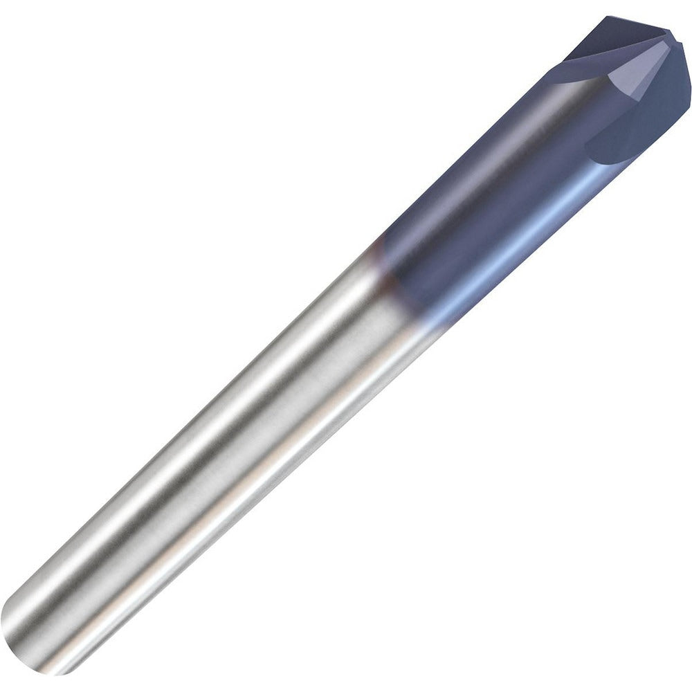 Chamfer Mill: 1/4" Dia, 1/4" Shank Dia, 45 deg, 3 Flute, Solid Carbide, Single End