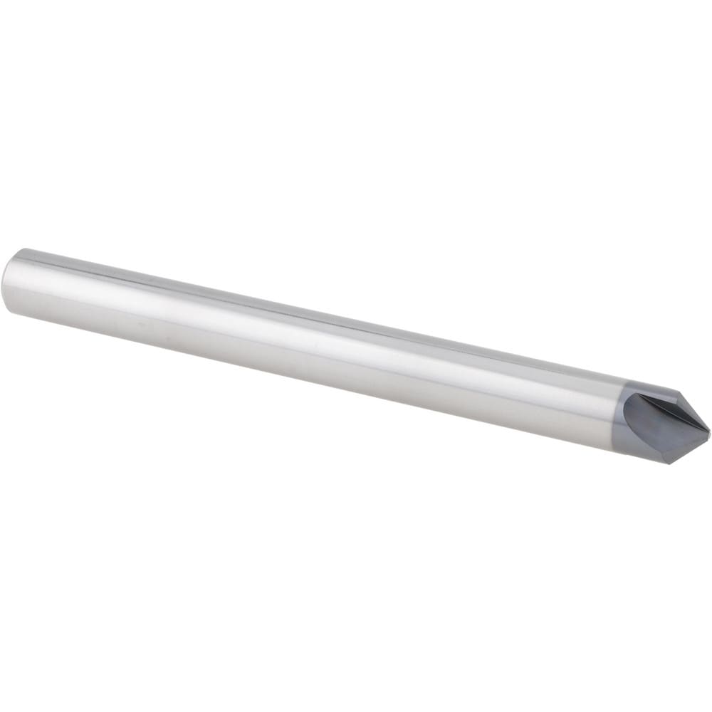 Chamfer Mill: 3/8" Dia, 3/8" Shank Dia, 45 deg, 3 Flute, Solid Carbide, Single End