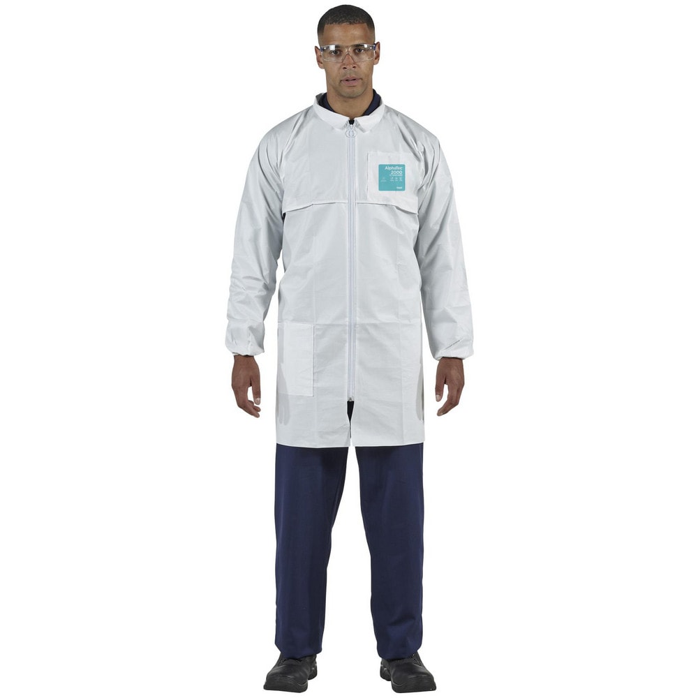 Coat: Liquid & Particulate Biological Hazards, 63 oz Material, Size 5X-Large, Microporous Polyethylene Laminate Non-Woven