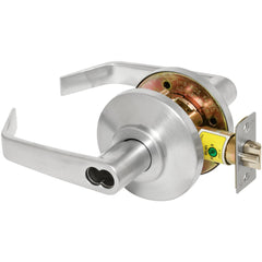 Lever Locksets; Lockset Type: Entrance; Key Type: Keyed Different; Back Set: 2-3/8; Cylinder Type: Less Core; Material: Metal; Door Thickness: 1-3/8 to 2; Finish: Satin Chrome